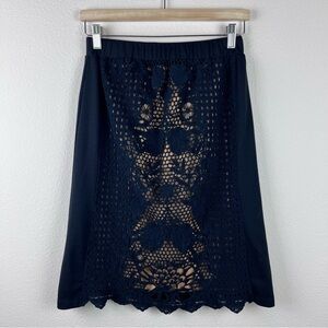 Lapis Skirt Womens Small Lace Crochet A Line Cottage Boho Gothic Black